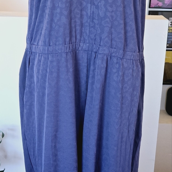 🏷️ATHLETA Brooklyn Textured Jumpsuit Jacquard Leopard Medieval Violet Size 20 - Picture 7 of 14
